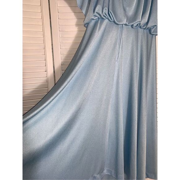 Vintage 70’s Powder Blue Chiffon Dress Small USA - Picture 12 of 14